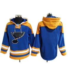 Men's St. Louis Blues Blank Blue Ageless Must-Have Lace-Up Pullover Hoodie