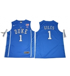 Blue Devils #1 Harry Giles Blue Basketball Elite Stitched NCAA Jersey