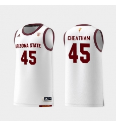 Men Arizona State Sun Devils Zylan Cheatham White Replica College Basketball Jersey