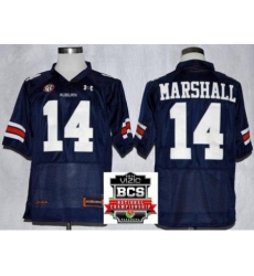 Auburn Tigers 14 Nick Marshall Navy Blue NCAA Football Jerseys 2014 Vizio BCS National Championship Game Patch