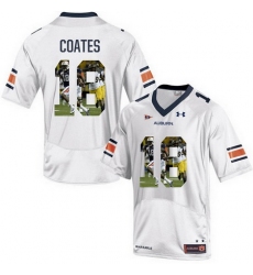 Auburn Tigers 18 Sammie Coates White With Portrait Print College Football Jersey2