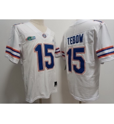 Men Florida Gators #15 Tim Tebow White Stitched Football Jersey