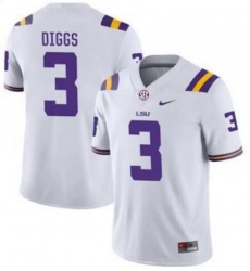 Men LSU Tigers Logan Diggs #3 White Stitched NCAA Jersey