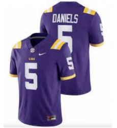 Men LSU tigers Jayden Daniels #5 Purple Limited Stitched jersey