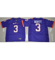 Tigers #3 Artavis Scott Purple Limited Stitched NCAA Jersey