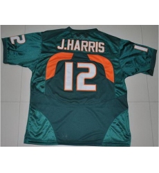 Hurricanes #12 Jacory Harris Green Stitched NCAA Jerseys