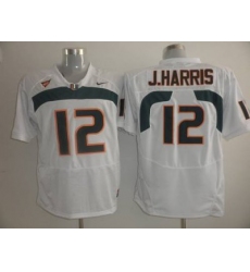 Hurricanes #12 Jacory Harris White Embroidered NCAA Jerseys
