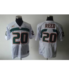 Hurricanes #20 Ed Reed White Embroidered NCAA Jerseys