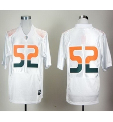 Hurricanes #52 R Lewis White Pro Combat Stitched NCAA Jerseys