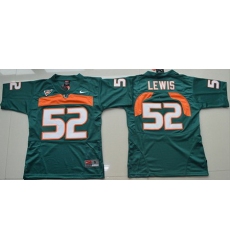 Hurricanes #52 Ray Lewis Green Stitched Youth NCAA Jersey