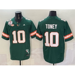 Men Miami Hurricanes 10 Malachi Toney Green F U S E  The Fiesta Bowl Champions  26 Florida Patch Stitched Football Jersey