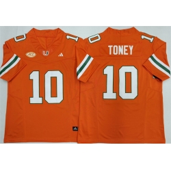 Men Miami Hurricanes 10 Malachi Toney Orange F U S E  2026Stitched Football Jersey