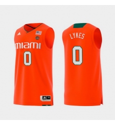 Men Miami Hurricanes Chris Lykes Orange Replica College Basketball Jersey