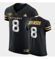 Men Miami Hurricanes Duke Johnson Golden Edition Black Authentic Jersey