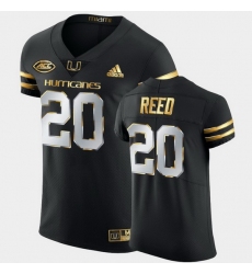 Men Miami Hurricanes Ed Reed Golden Edition Black Authentic Jersey