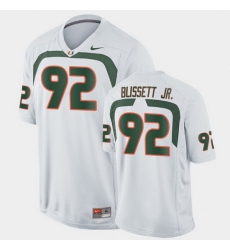 Men Miami Hurricanes Jason Blissett Jr. Game White College Football Jersey
