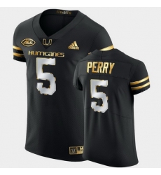 Men Miami Hurricanes N'Kosi Perry Golden Edition Black Authentic Jersey