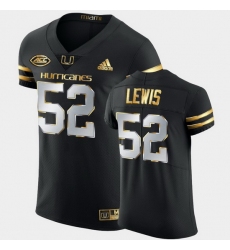 Men Miami Hurricanes Ray Lewis Golden Edition Black Authentic Jersey