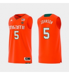Men Miami Hurricanes Zach Johnson Orange Replica College Basketball Jersey