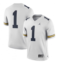 Men Michigan Wolverines #1 Jordan Brand Game Football Jersey - White