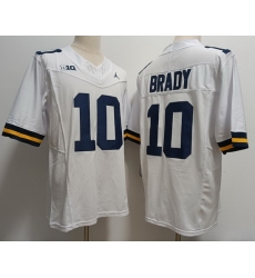 Men Michigan Wolverines #10 Tom Brady Ｗhite 2023 F U S E College Football Jersey