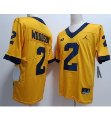 Men Michigan Wolverines #2 Charles Woodson Yellow Jordan Brand College Football Jersey