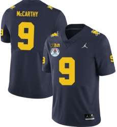 Men Michigan Wolverines J.J. Mccarthy Maize #9 College Football Navy Rose Bowl Jersey