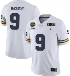 Men Michigan Wolverines J.J. Mccarthy Maize #9 College Football White 2024 National Champions Jersey