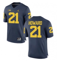Men NCAA Michigan Desmond Howard #21 Navy Blue Stitched Jersey