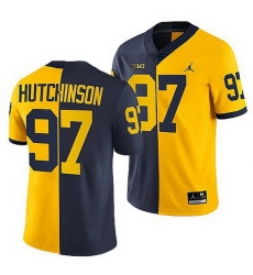 Michigan Wolverines 2021 22 Aidan Hutchinson Navy Maize Split Edition College Football Jersey