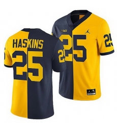 Michigan Wolverines 2021 22 Hassan Haskins Navy Maize Split Edition College Football Jersey