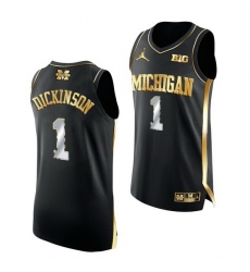 Michigan Wolverines Hunter Dickinson 2021 March Madness Golden Authentic Black Jersey