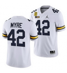 Michigan Wolverines Tate Myre White Tm 42 Patch Honor Oxford Shooting Victims Jersey
