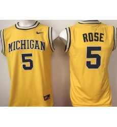New Michigan Wolverines 5 Jalen Rose Gold Nike College Basketball Jersey