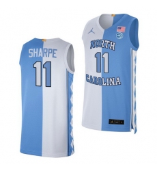 North Carolina Tar Heels Day'Ron Sharpe 2021 Blue White Split Edition Special Jersey