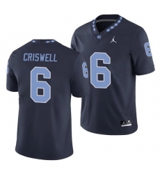 North Carolina Tar Heels Jacolby Criswell Navy College Football Men'S Jersey