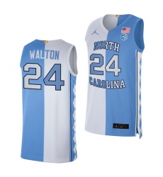 North Carolina Tar Heels Kerwin Walton 2021 Blue White Split Edition Special Jersey