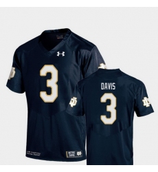 Men Notre Dame Fighting Irish Avery Davis 3 Navy College Football Replica Jersey