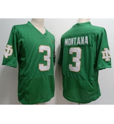 Men Notre Dame Fighting Irish Joe Montana #3 Green 2023 Stitched Jersey
