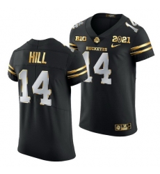 Ohio State Buckeyes K.J. Hill Black 2021 College Football Playoff Championship Golden Authentic Jersey