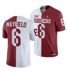 Oklahoma Sooners Baker Mayfield White Crimson Split Men'S Jersey