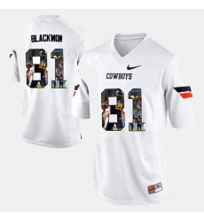 Men Oklahoma State Cowboys And Cowgirls Justin Blackmon Player Pictorial White Jersey