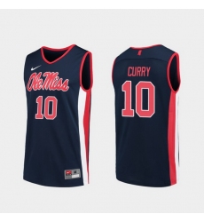 Men Ole Miss Rebels Carlos Curry Navy Replica College Basketball Jersey