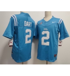 Men Ole Miss Rebels White #2 Jaxson Dart Light Blue Stitched NCAA Jersey