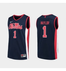 Men Ole Miss Rebels Zach Naylor Navy Replica College Basketball Jersey