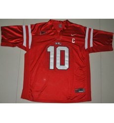 Rebels #10 Eli Manning Red Embroidered NCAA Jersey
