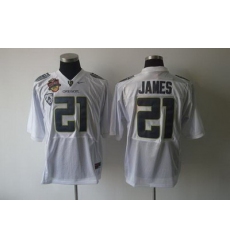 Ducks #21 LaMichael James White Embroidered NCAA Jersey