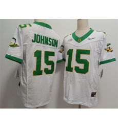 Men Oregon Ducks 15 Tez Johnson White 2024 F U S E Stitched Jersey Men Oregon Ducks 15 Tez Johnson White 2024 F U S E Stitched Jersey