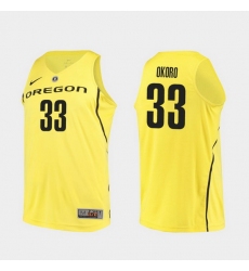 Men Oregon Ducks Francis Okoro Yellow Authentic College Basketball Jersey