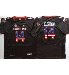 South Carolina Gamecocks 14 C Shaw Black USA Flag College Jersey
